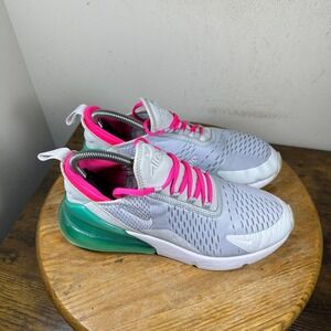 Nike Air Max 270 Womens 8.5 Grey Pink Aurora Green Running Shoes AH6789-065